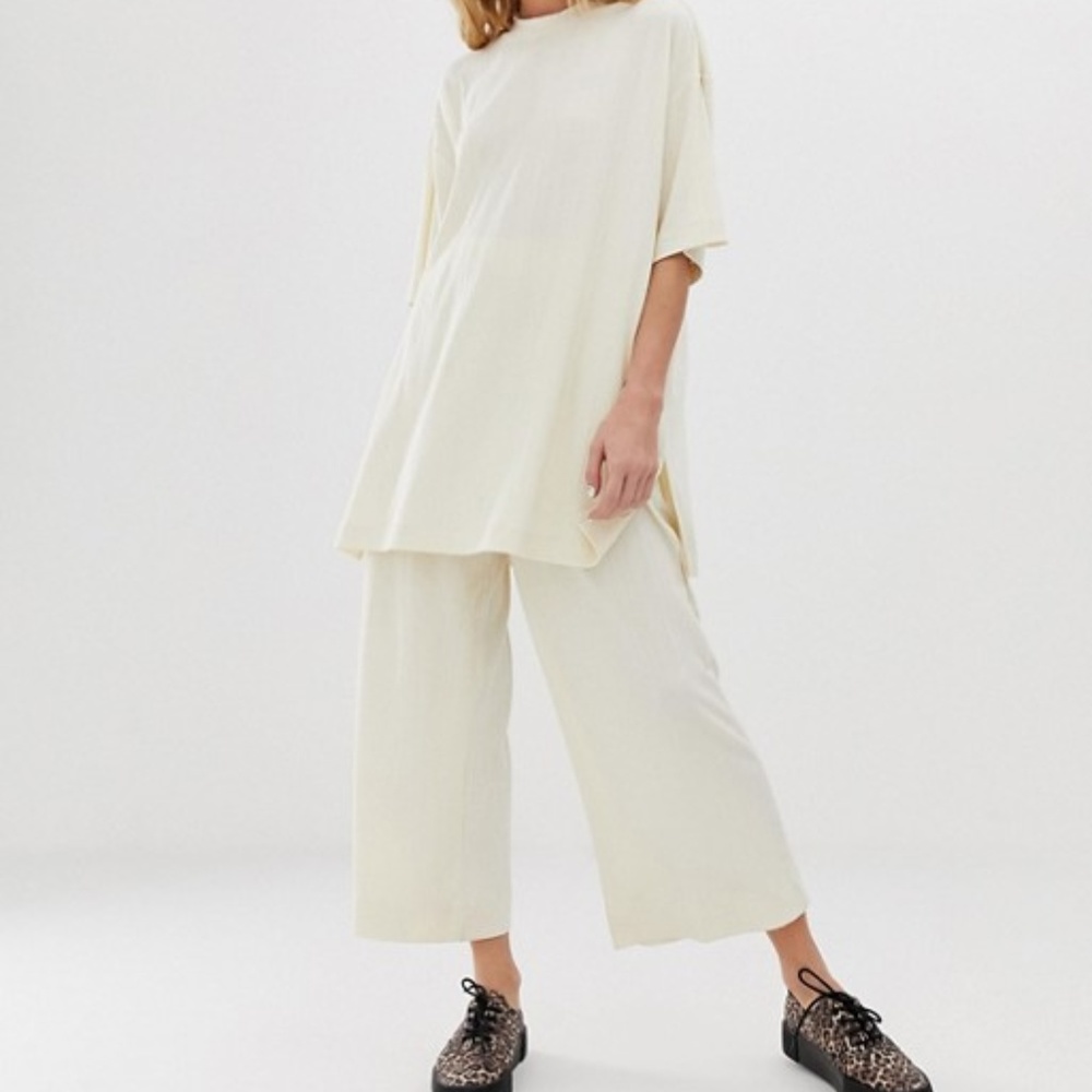 Monki two-piece oversized ribbed top AND pants